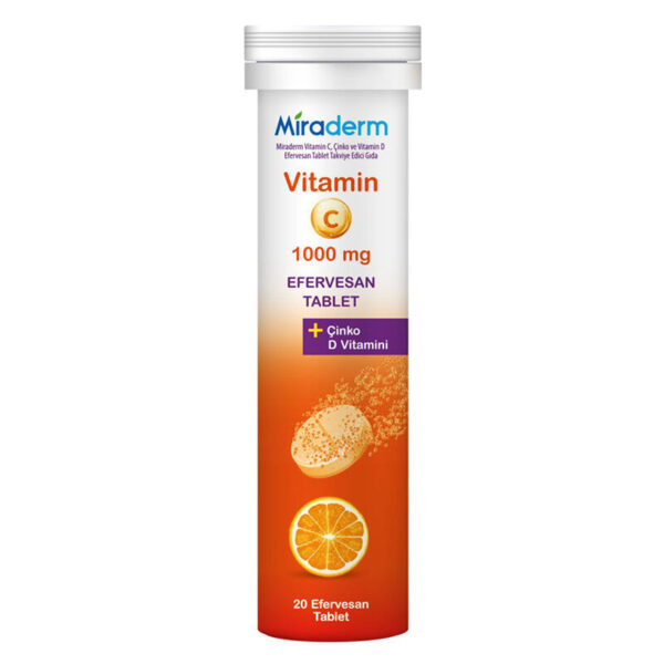 Miraderm Vitamin C 1000 mg, 20 Effervescent Tablets