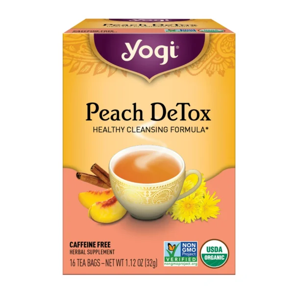 Yogi Tea, Peach DeTox, Caffeine Free, 16 Tea Bags