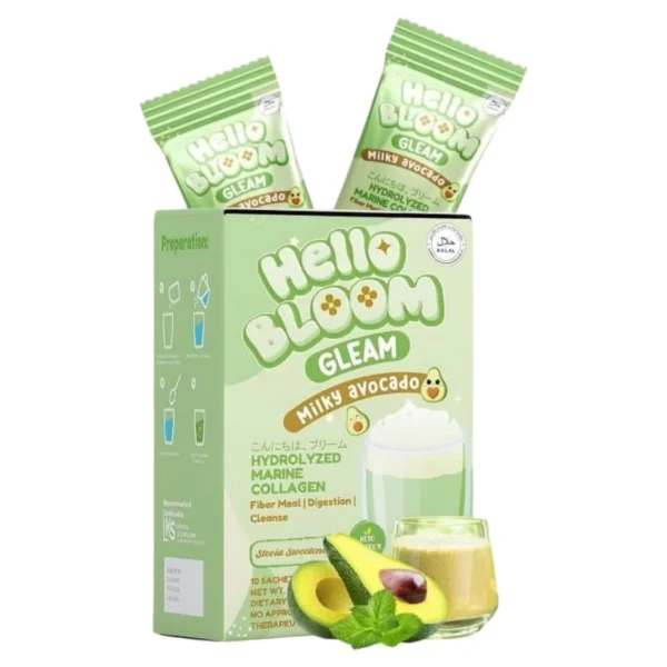 Hello Bloom Gleam Collagen Drink, Avocado, 10 Sachets