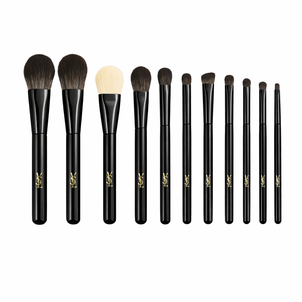 Yv.es Sai.nt Laur.ent Black Luxury Makeup Brush Set with Storage Case